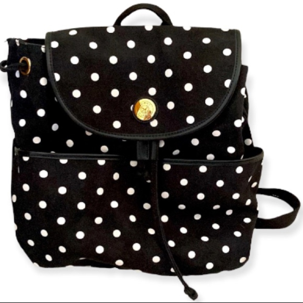 MINT Authentic Tommy  Hilfiger Backpack LARGE Black with White Polka Dots NWOT